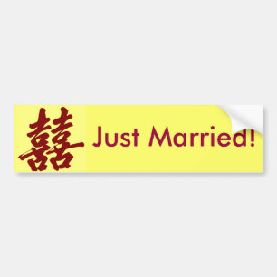 Double Happiness, Just Married! Bumper Sticker