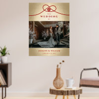 Double Happiness Knot Photo Chinese Wedding Sign