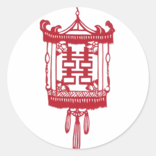 Double happiness Lantern Classic Round Sticker