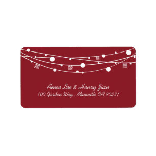Double Happiness Lanterns Wedding Address Labels