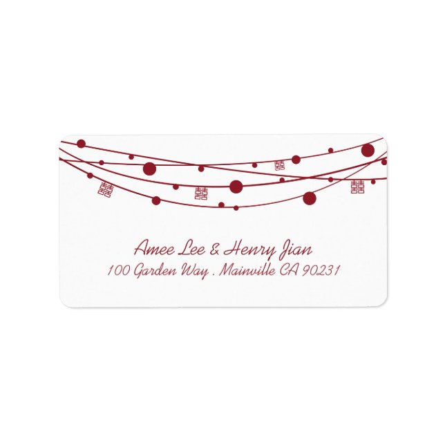 Double Happiness Lanterns Wedding Address Labels (Front)