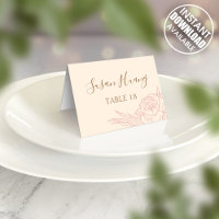 Double Happiness Peony Wedding Place Card