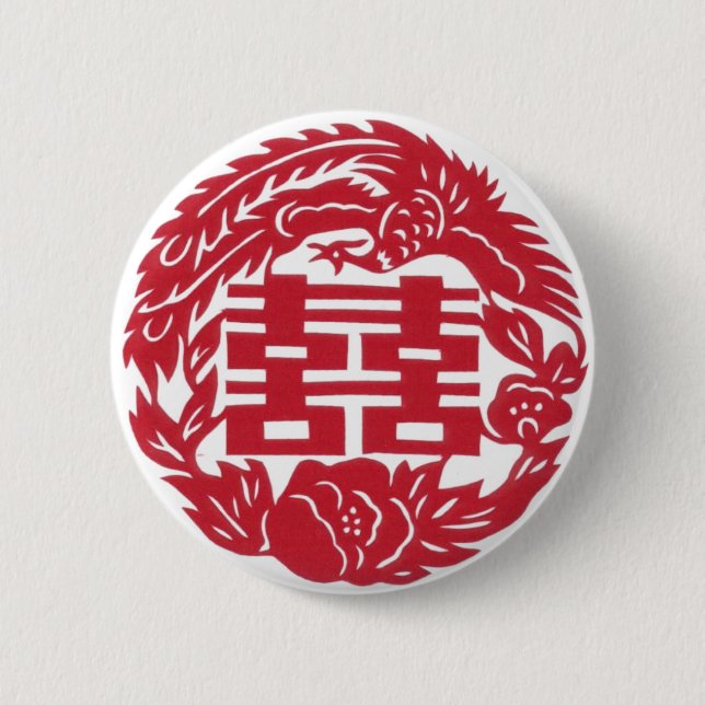 Double happiness Phoenix 6 Cm Round Badge (Front)