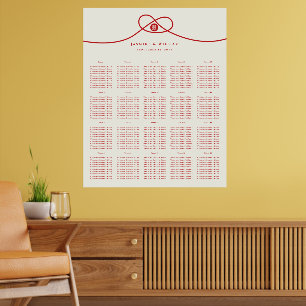 Double Happiness Red Knot Wedding Seating Chart