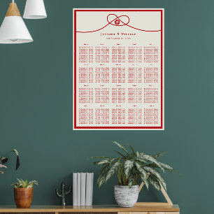Double Happiness Red Knot Wedding Seating Chart