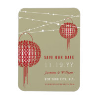 Double Happiness Red Lanterns Asian Save The Date