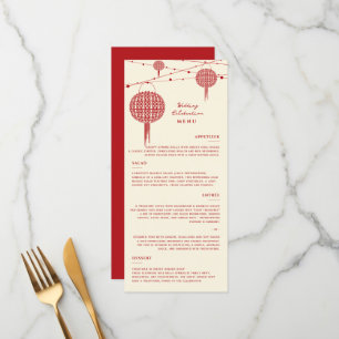 Double Happiness Red Lanterns Chic Chinese Wedding Menu