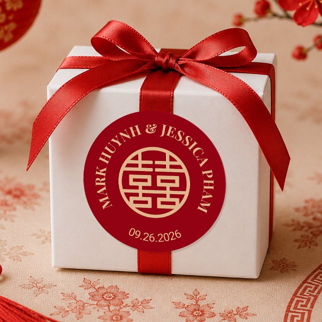 Double Happiness Red Wedding Sticker (Creator Uploaded)