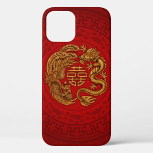 Double Happiness Symbol with Phoenix and Dragon iPhone 12 Case
