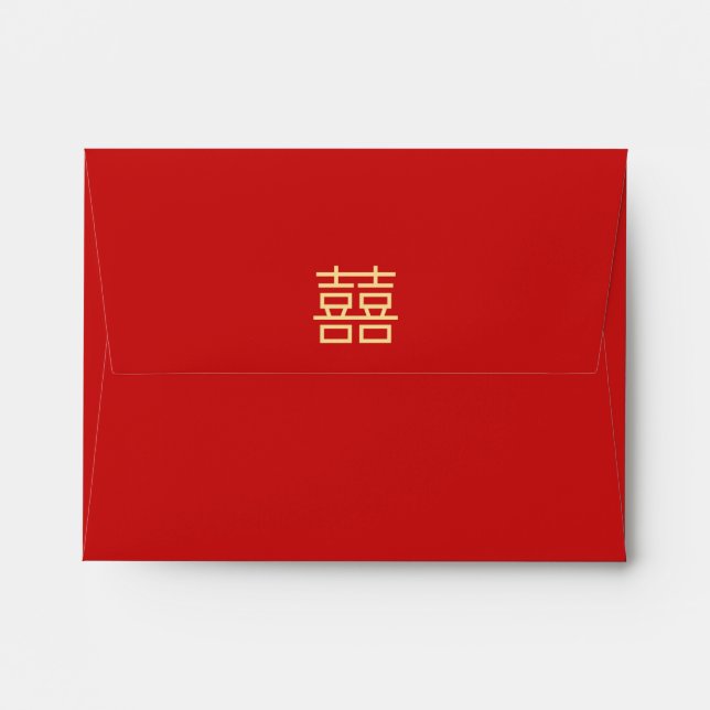 Double Happiness Traditional Wedding Envelopes (Back (Top Flap))