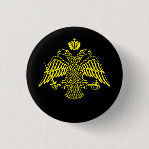 Double Headed Eagle Byzantine & Christian Emblem B 3 Cm Round Badge