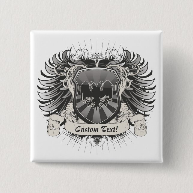 Double Headed Eagle Crest 15 Cm Square Badge (Front)