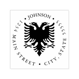 Double Headed Eagle Flag of Albania Return Label Self-inking Stamp