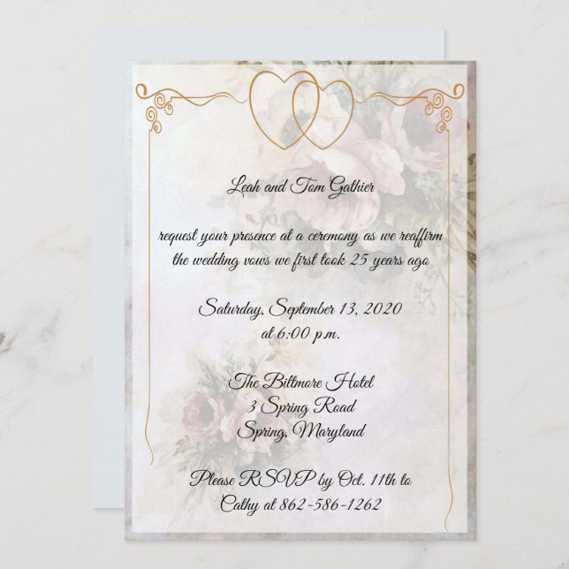 Double Heart Anniversary Celebration Invitation (Front/Back)