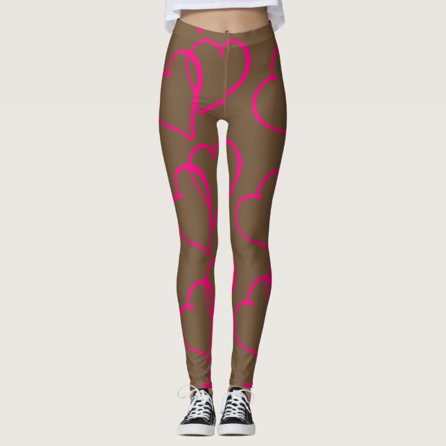 Double heart brown leggings (Front)
