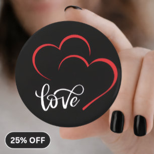 Double Heart 'Love' Badge/Pin Button Bottle Opener