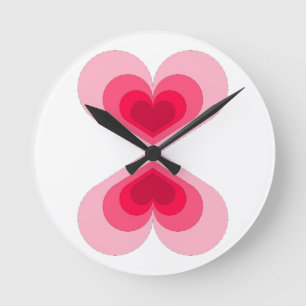 Double Heart Round Clock