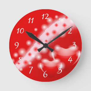 Double heart round clock
