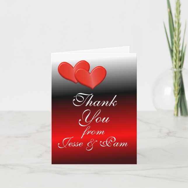 Double Heart Thank You Card-customise Card (Front)