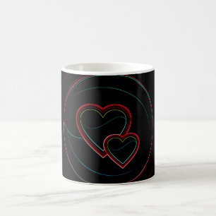 Double Hearts In Black Coffee Mug
