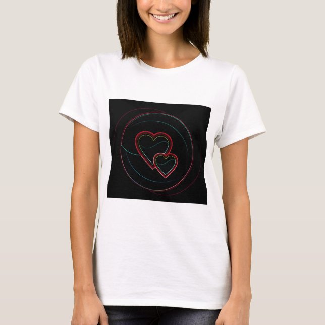 Double Hearts In Black T-Shirt (Front)