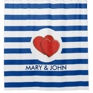 Double Hearts in Love + your backgr. & ideas Shower Curtain