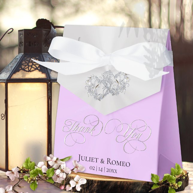 Double Hearts Thank You- Lavender/Silver Favour Box (Creator Uploaded)