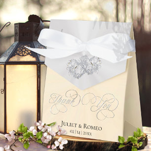 Double Hearts Thank You- Peach/Silver Favour Box