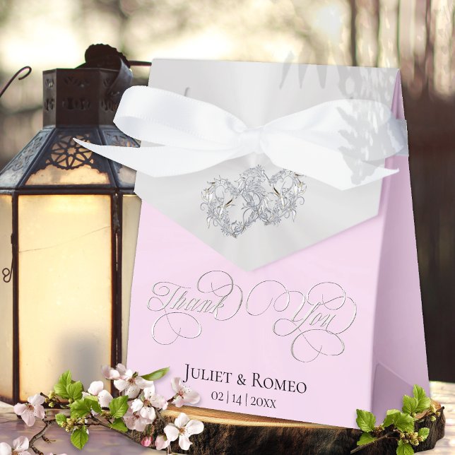 Double Hearts Thank You- Pink/Silver Favour Box (Creator Uploaded)