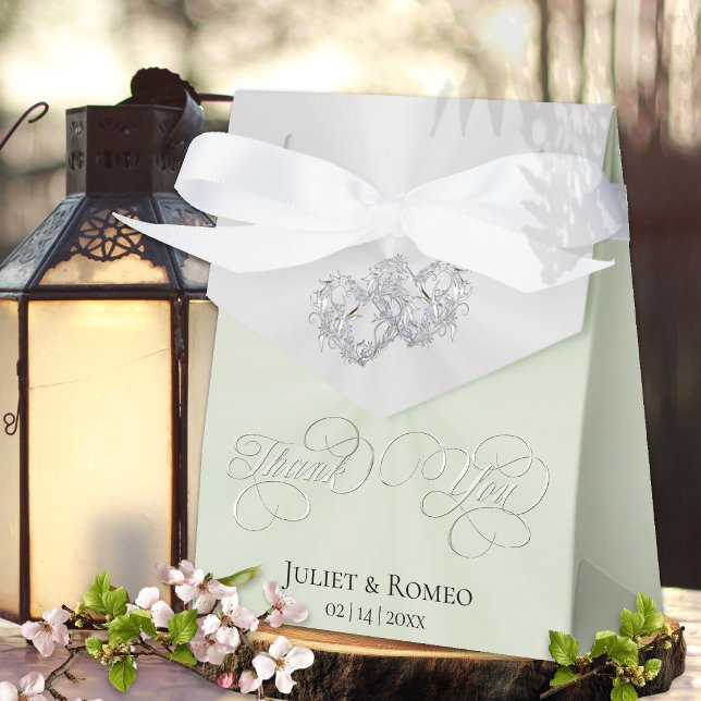 Double Hearts Thank You- Sage/Silver Favour Box (Creator Uploaded)