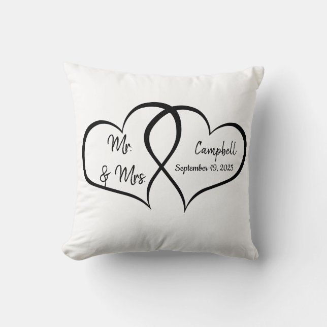 Double Hearts Throw Pillow (Front)