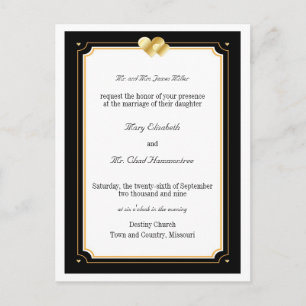 Double Hearts Wedding Invitation Postcard