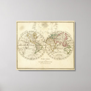 Double hemisphere map canvas print