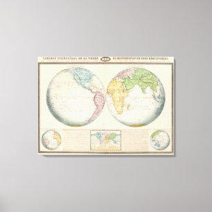 Double Hemisphere Map of the Climate Canvas Print