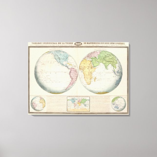 Double Hemisphere Map of the Climate Canvas Print (Front)