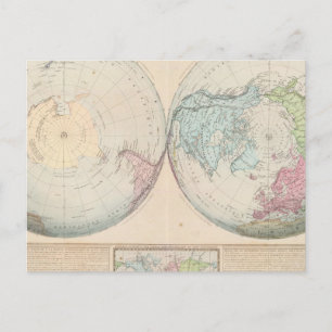 Double Hemisphere Map of the World Postcard