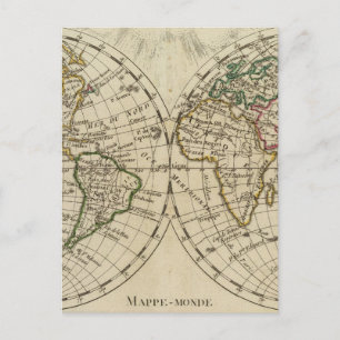 Double hemisphere map postcard
