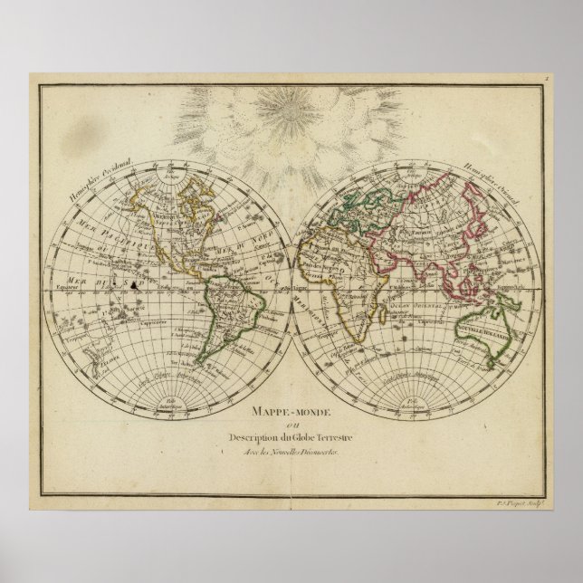 Double hemisphere map poster (Front)