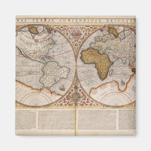 Double Hemisphere World Map, 1587 Magnet