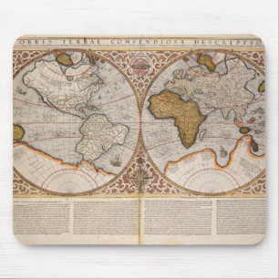 Double Hemisphere World Map, 1587 Mouse Pad