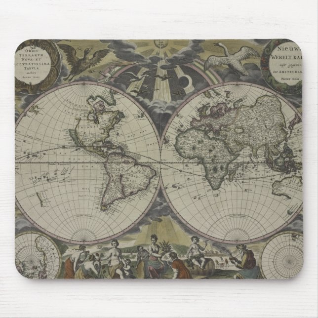 Double Hemisphere World Map | 1672 Mouse Pad (Front)