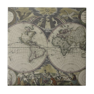 Double Hemisphere World Map 1672 Tile
