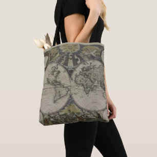 Double Hemisphere World Map   1672 Tote Bag