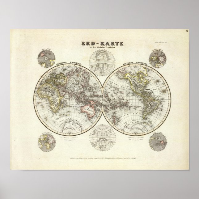 Double Hemisphere World Map Poster (Front)