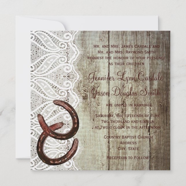 Double Horse Shoe Wedding Invitations (Front)