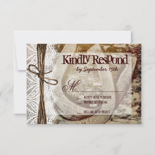Double Horseshoes Rustic Wedding RSVP Cards (Front)