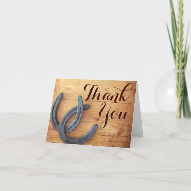 Double Horseshoes Wedding Thank You Cards (Front)