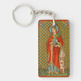 Double Image of St. Barbara  (JP 01) Key Ring