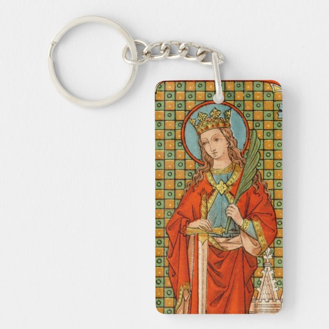 Double Image of St. Barbara  (JP 01) Key Ring (Front)