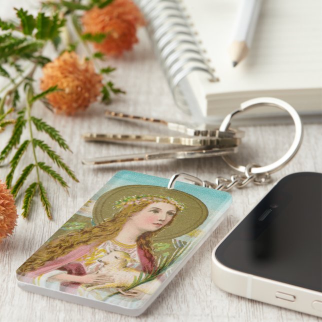 Double Image St. Agnes of Rome (BC 01) Key Ring (Front Right)
